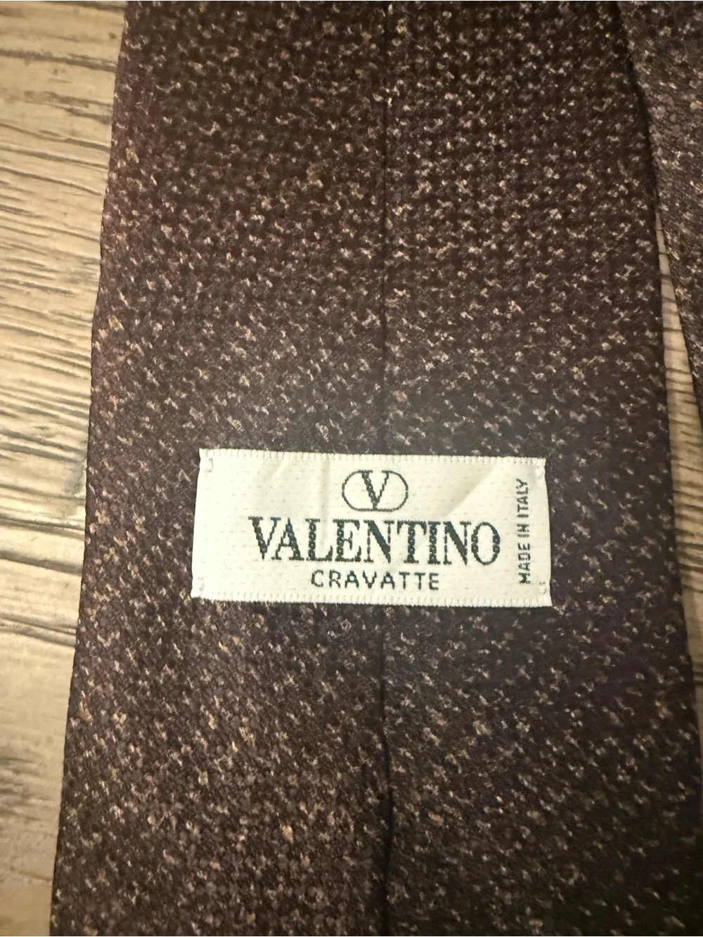 Valentino Brown Textured Silk Tie